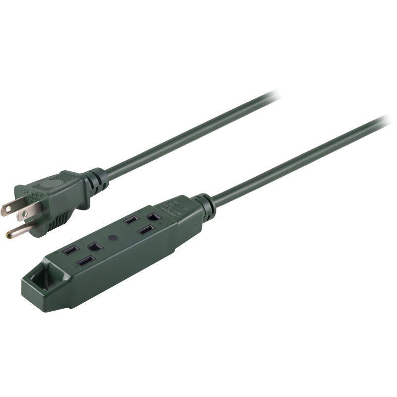 Philips 15ft 3Outlet Outdoor Grounded Extension Cord, Green